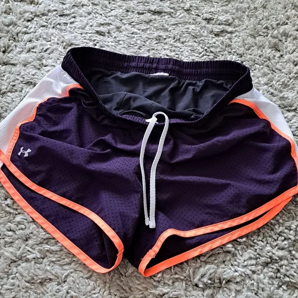 Under Armor | Purple & white/orange striped athletic womans short - Picture 4 of 7